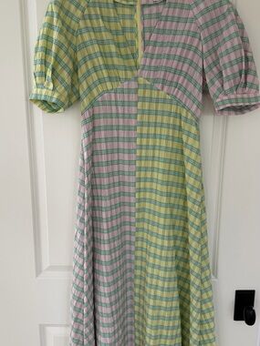 Topshop Pink, Green & Yellow Plaid Dress